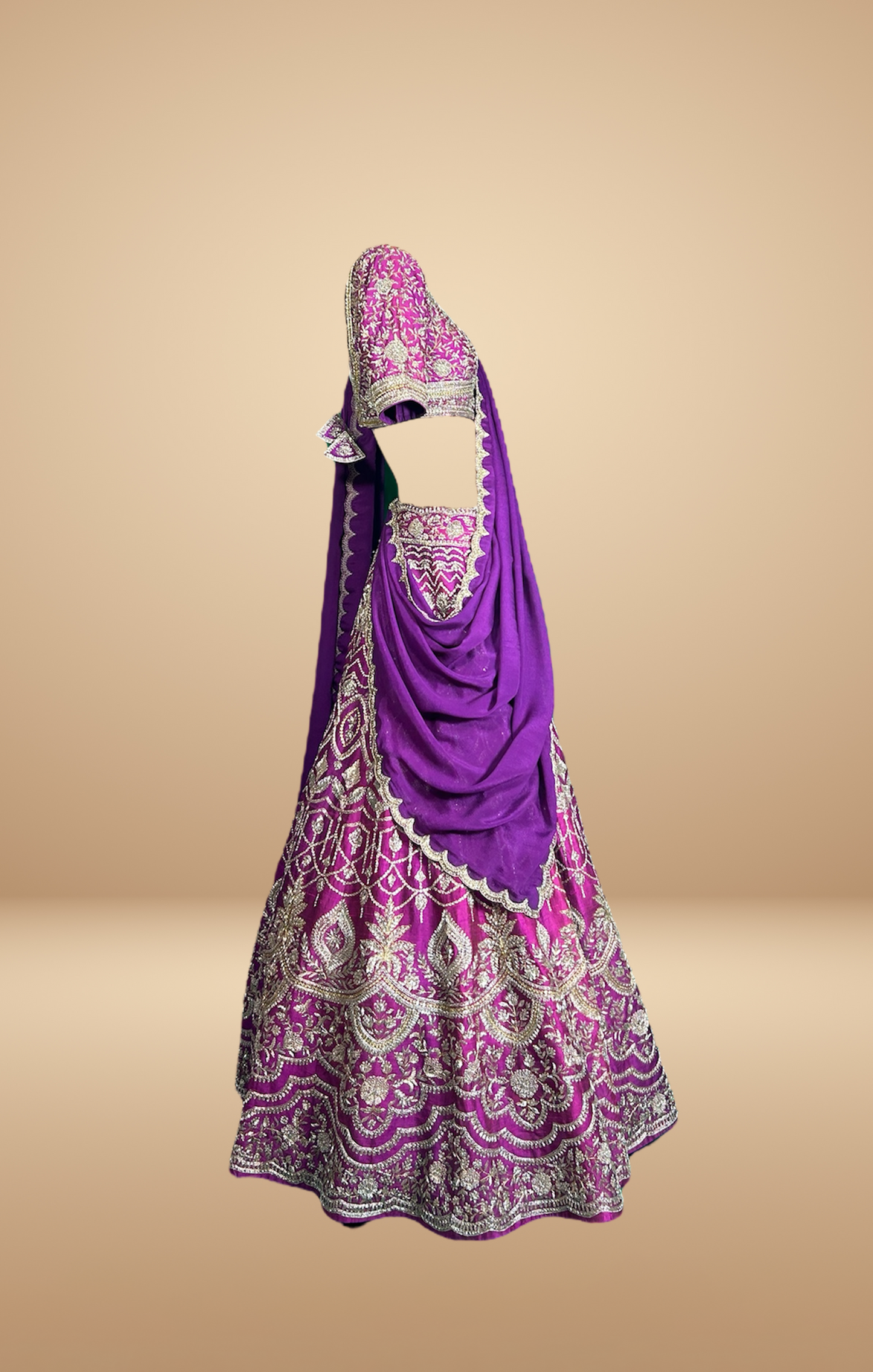 Magenta Embroidered Lehenga Set