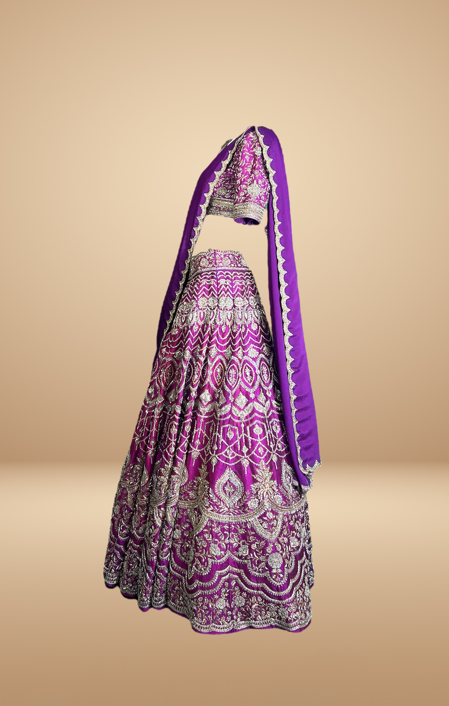 Magenta Embroidered Lehenga Set