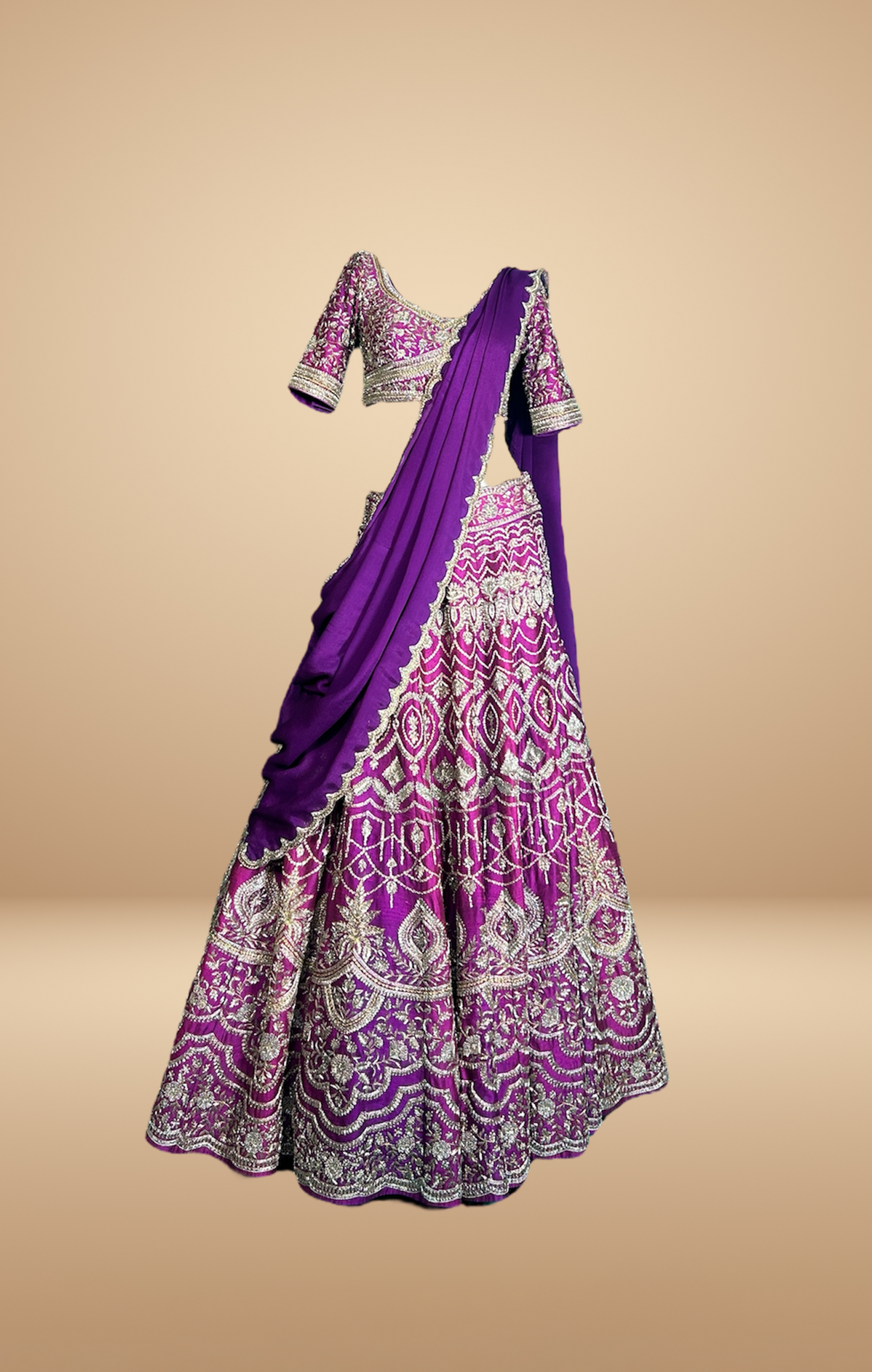 Magenta Embroidered Lehenga Set