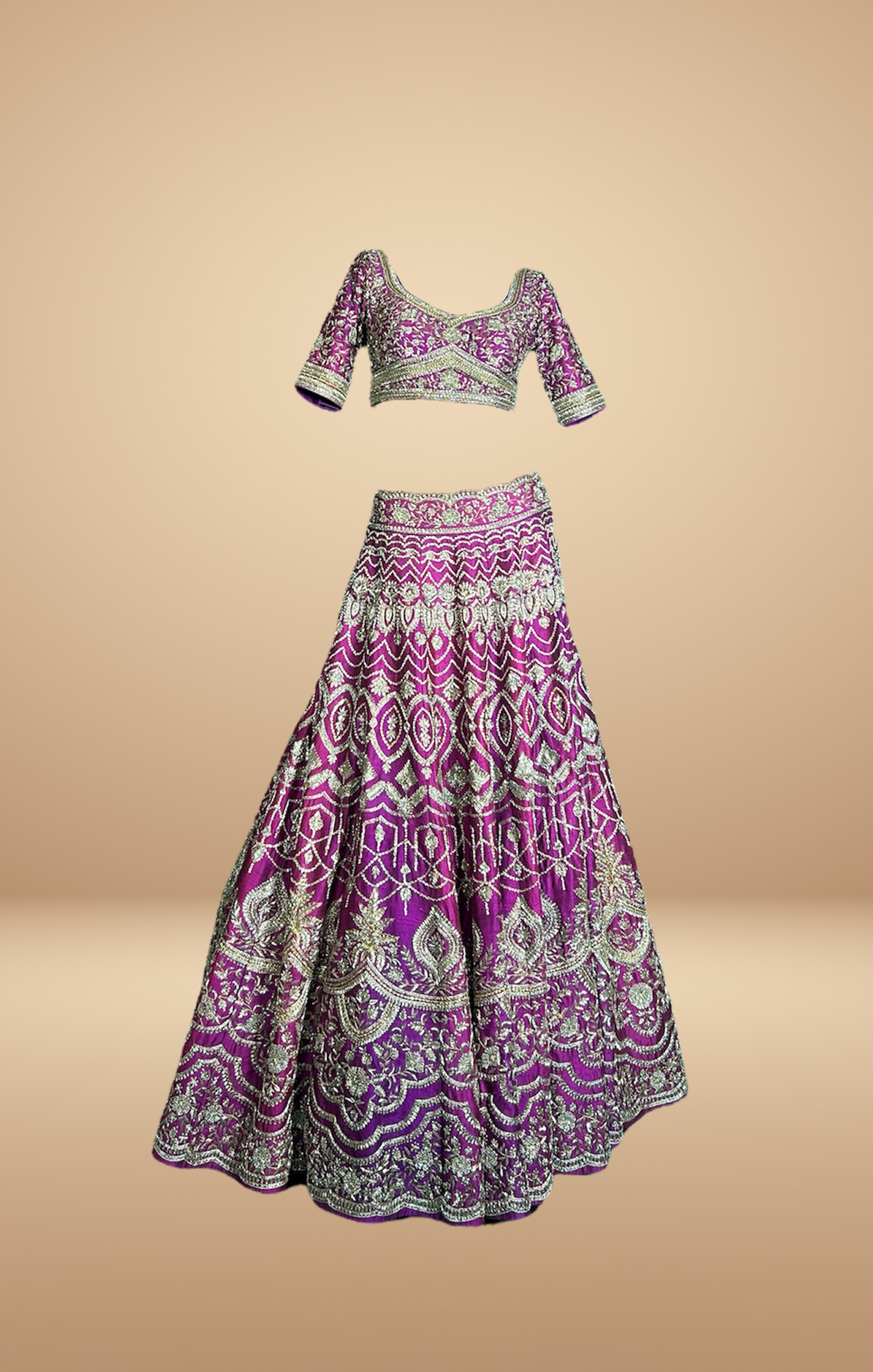 Magenta Embroidered Lehenga Set