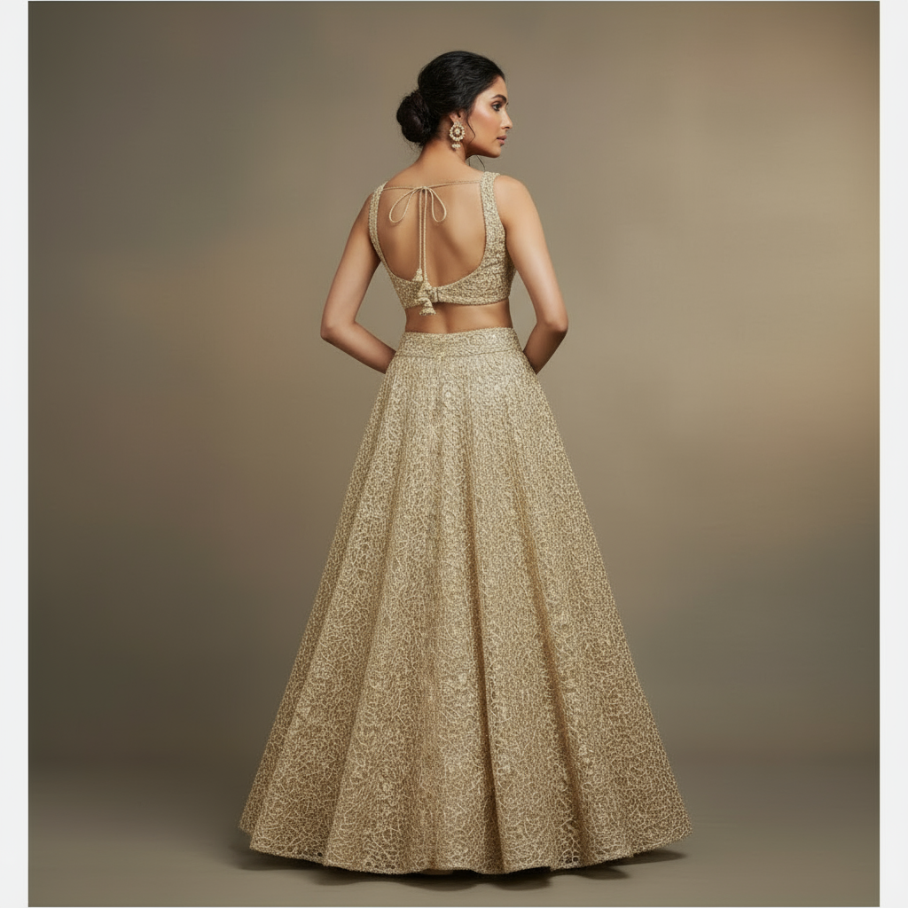 Gold Sequin Embellished Lehenga Set – Vinisha Rao Designer Studio