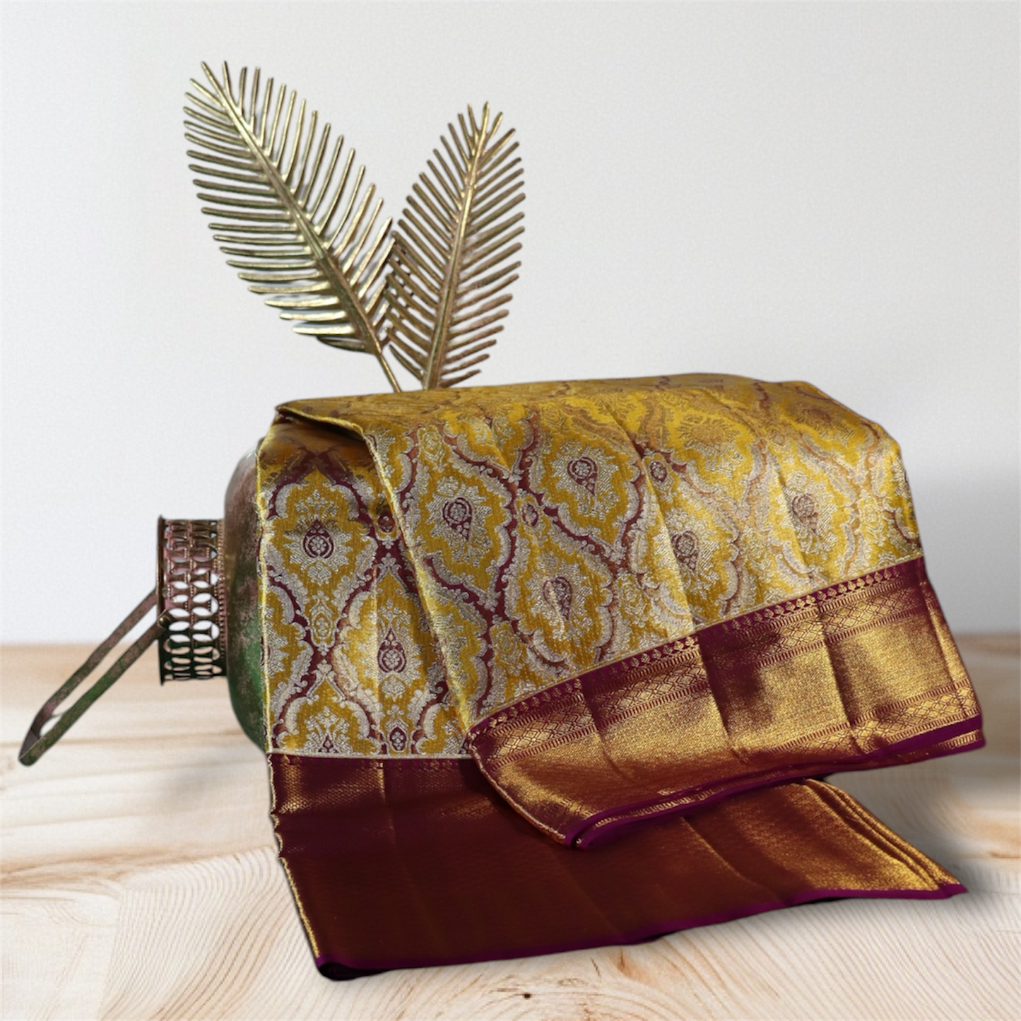 Opulent Yellow and Pink Kanchi Silk Saree with Rich Zari Design