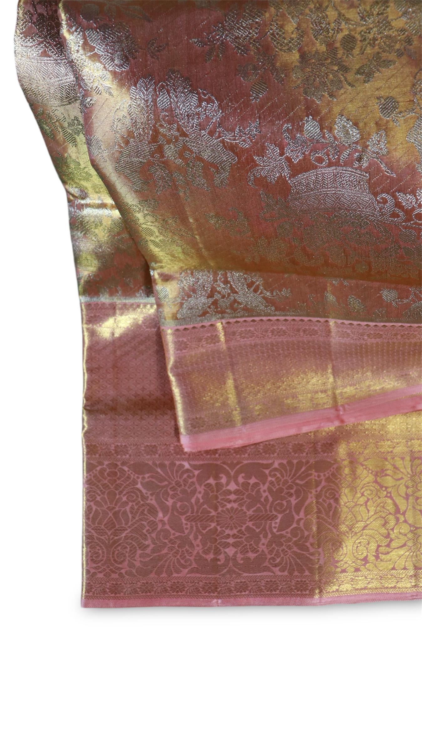 Elegant Gold and Brown Kanchi Silk Saree with Intricate Zari Work