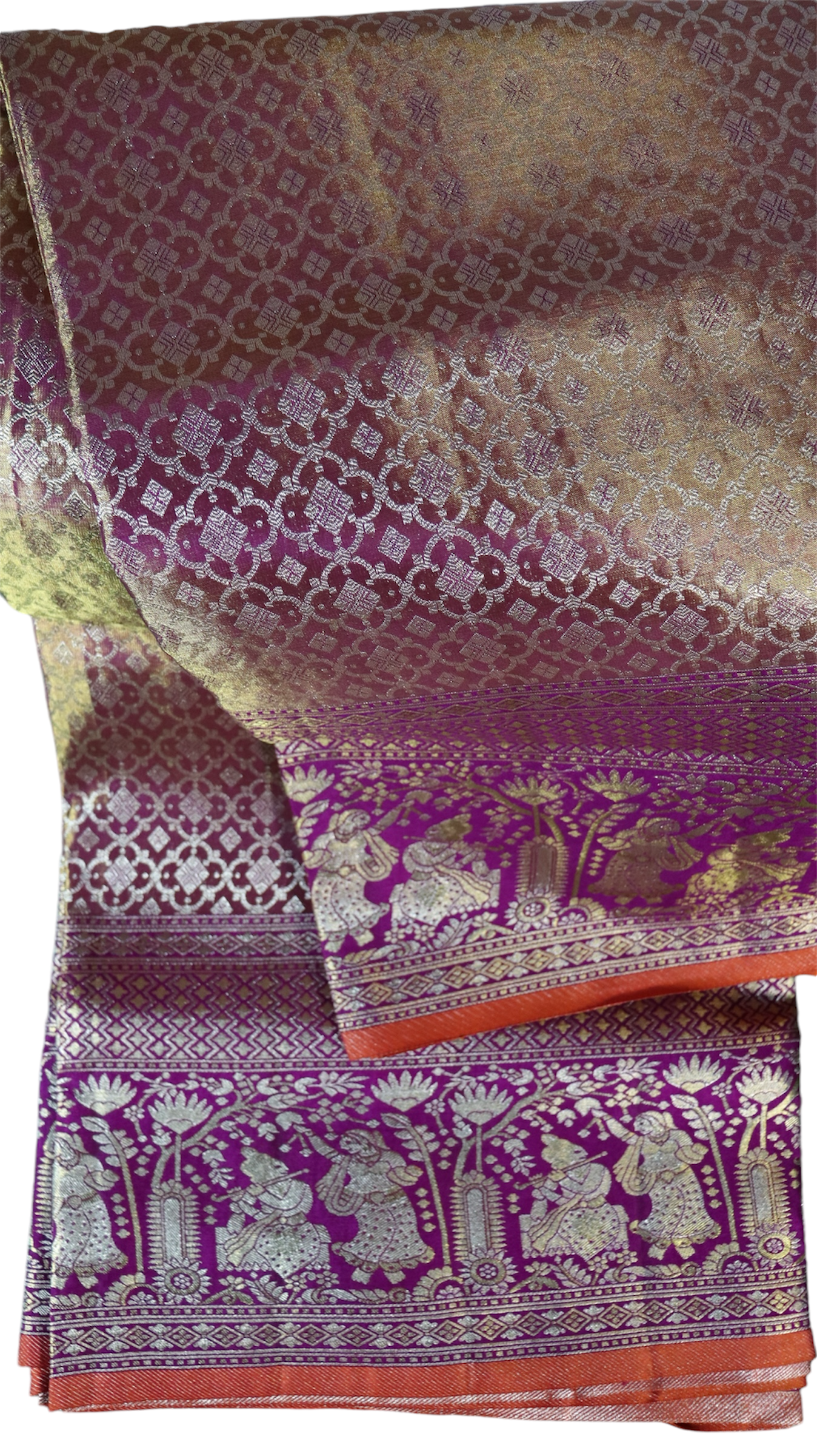 Grand Gold and Maroon Kanjeevaram Silk Saree with Banarasi Motifs