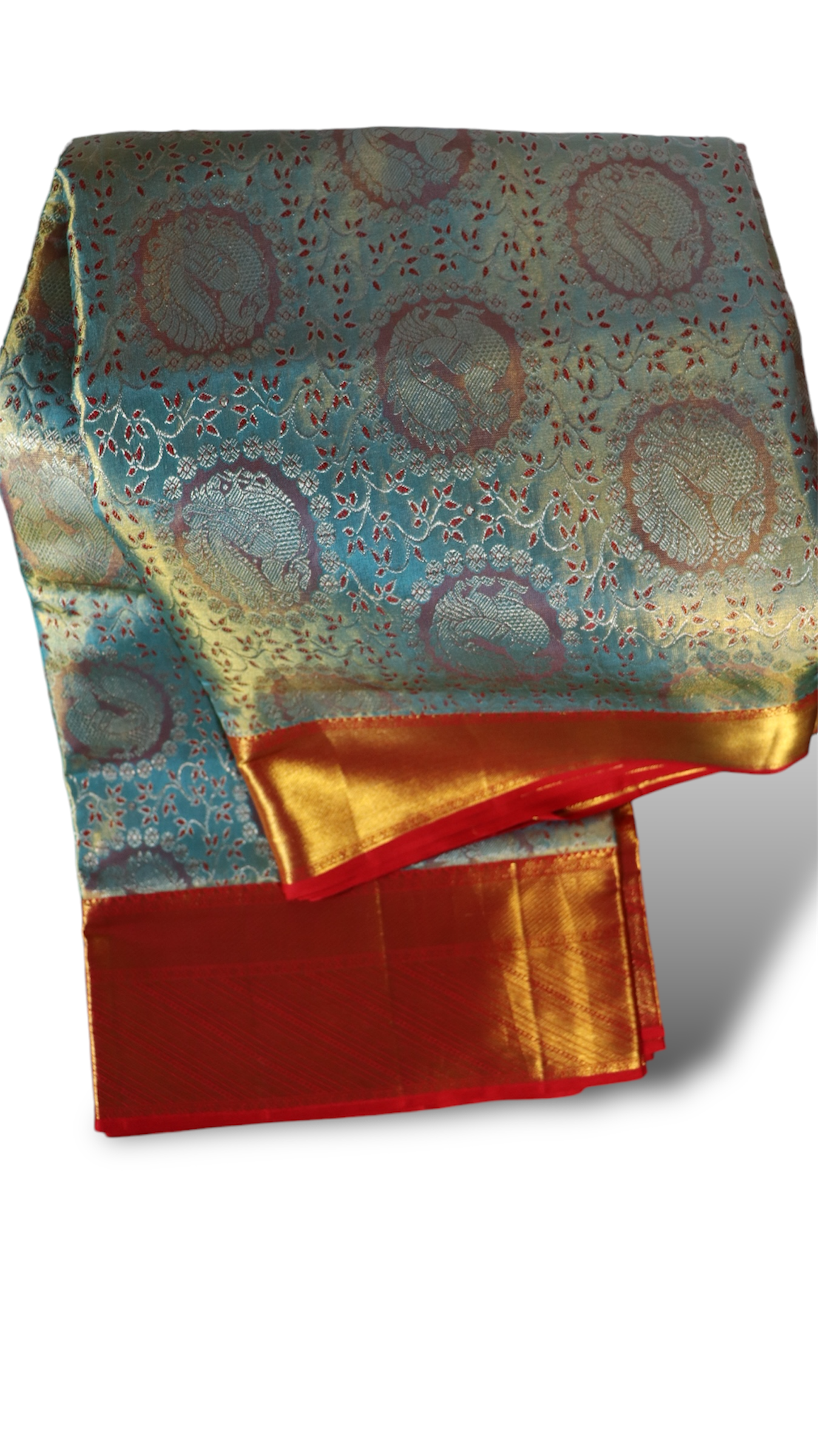 Peacock Motif Green and Gold Kanjivaram Silk Saree