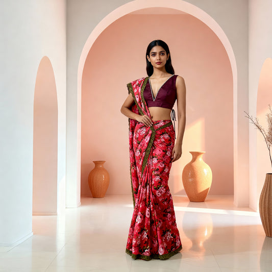 Crimson Petal Saree (Georgette Saree)