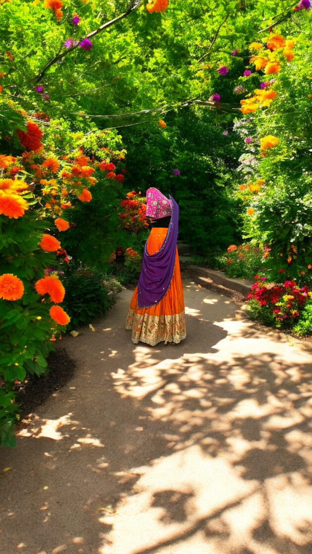 Vibrant Banaras Silk Lehenga with Embroidered Raw Silk Blouse & Chinnon Dupatta