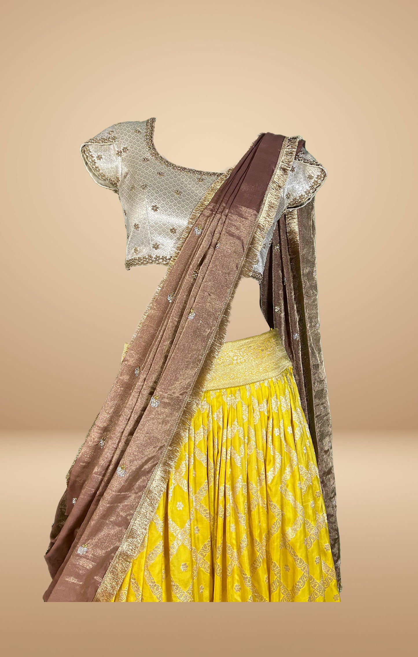 Radiant Yellow and Gold Lehenga with Embellished Blouse and Dupatta