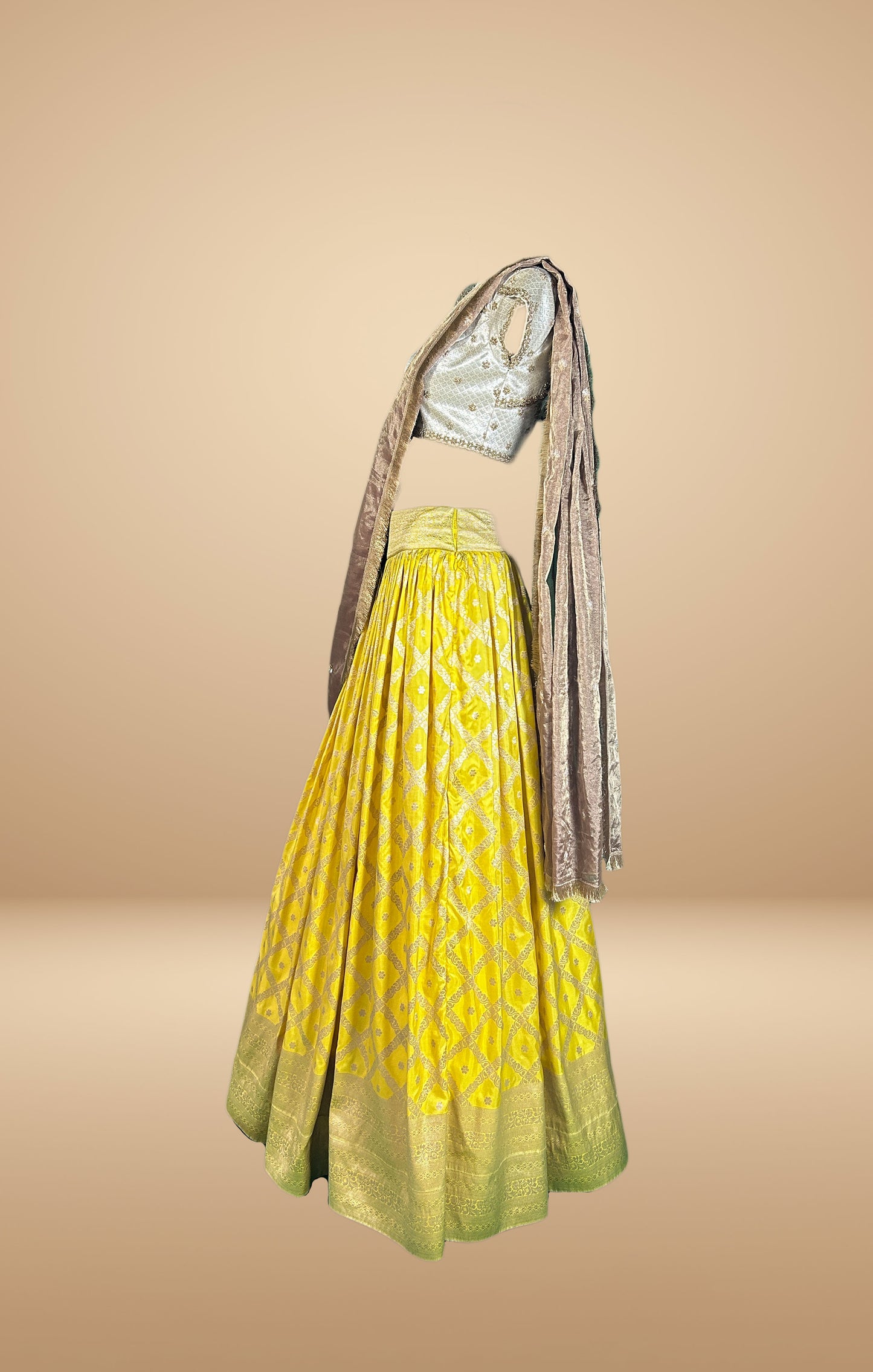 Radiant Yellow and Gold Lehenga with Embellished Blouse and Dupatta