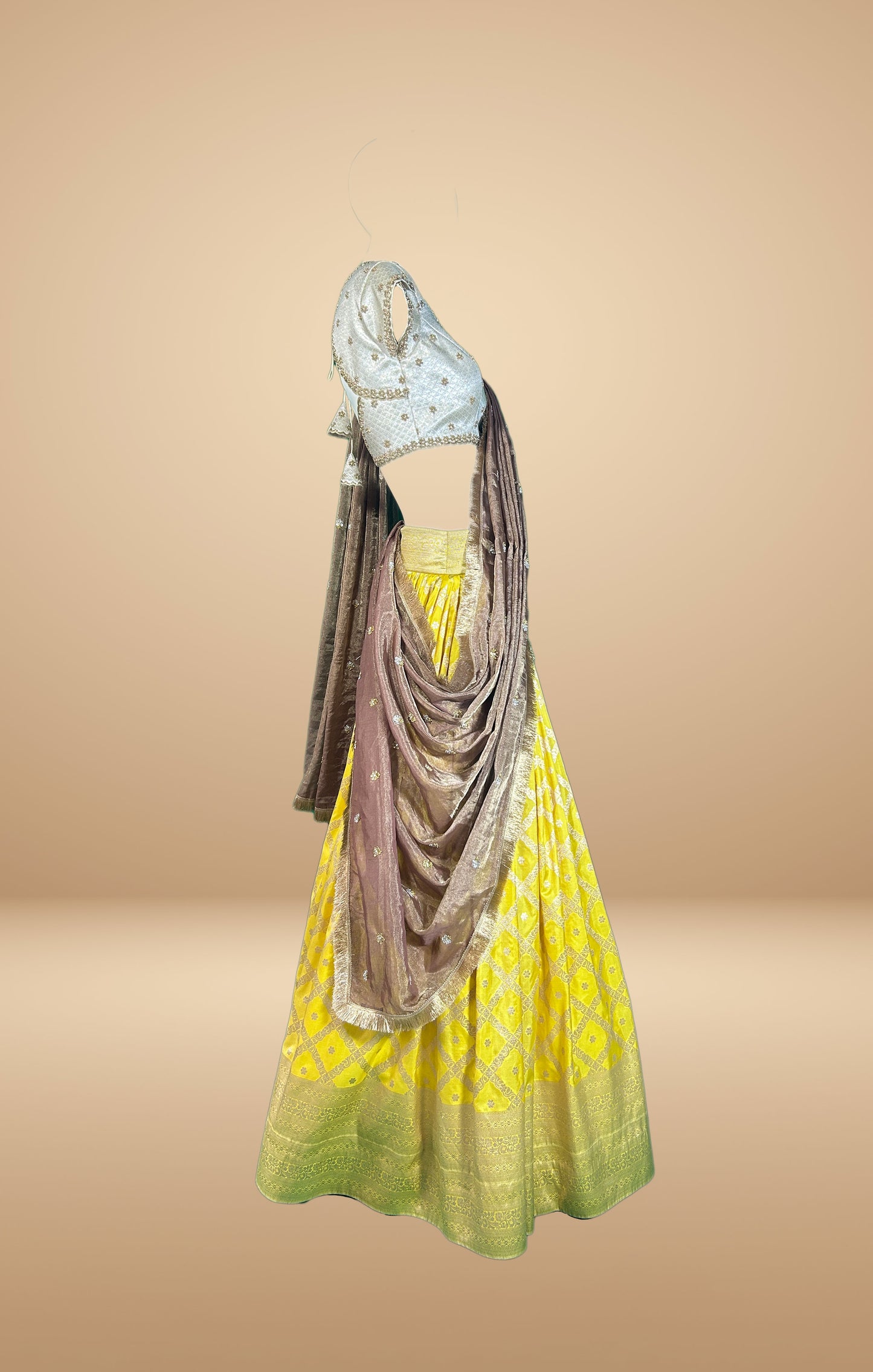 Radiant Yellow and Gold Lehenga with Embellished Blouse and Dupatta