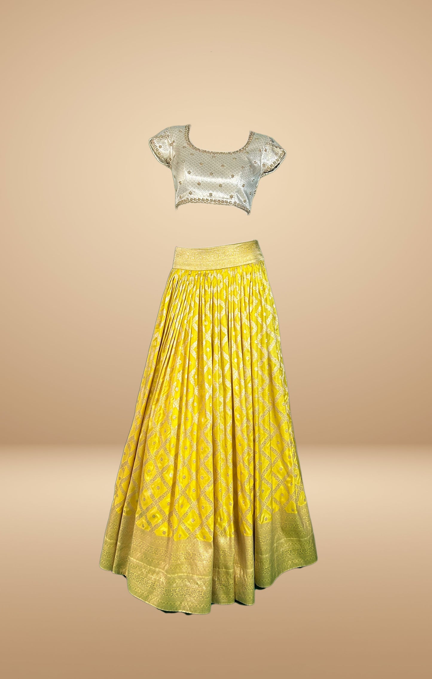 Radiant Yellow and Gold Lehenga with Embellished Blouse and Dupatta