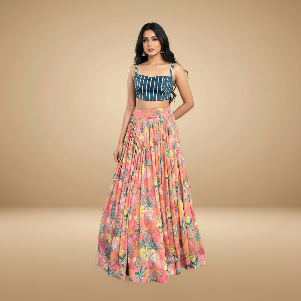 Floral Fusion Lehenga Set