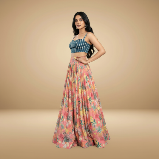 Floral Fusion Lehenga Set