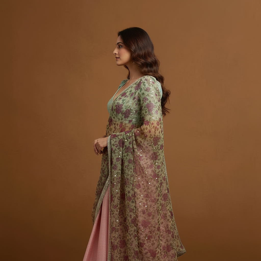 Blush Serenity Lehenga Ensemble (Kanchi Silk Lehenga, Banarasi Blouse, Net Dupatta)