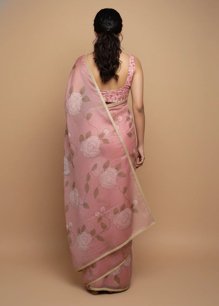 Blush Serenity Organza Saree – Vinisha Rao Designer Studio